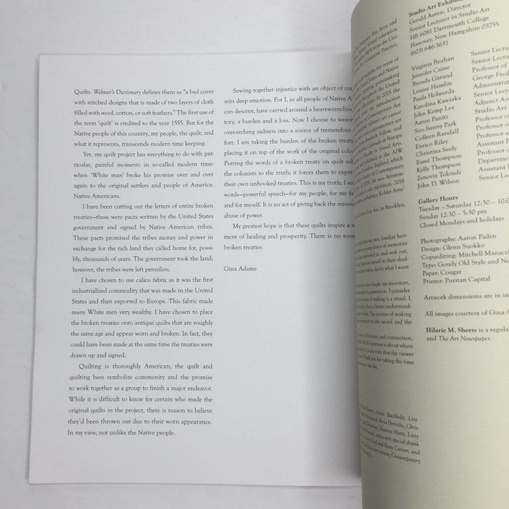 Gina Adams: Its Honor Is Hereby Pledged Book Broken Treaty Quilt Collection - Picture 11 of 12